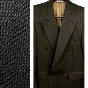 J. Riggings Hunting Horn Mens Sport Coat/ Blazer  Brown Double Breasted Size 40R